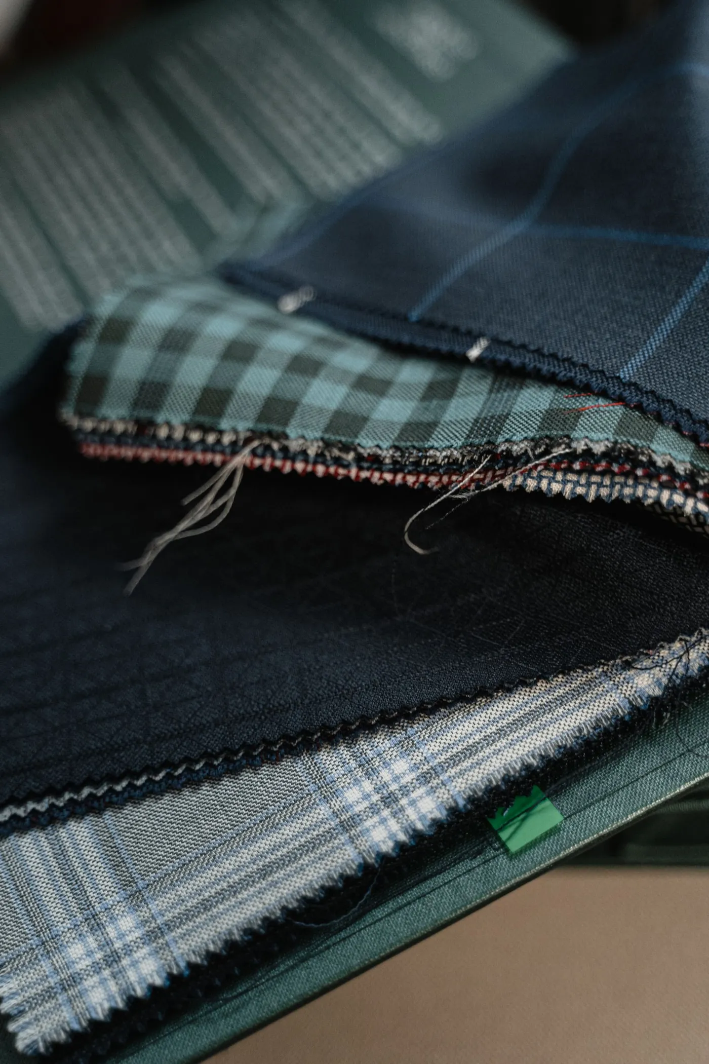 Tailoring fabrics with contrasting checks and textures