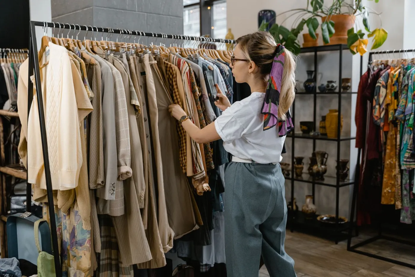 Woman browsing clothes in a boutique