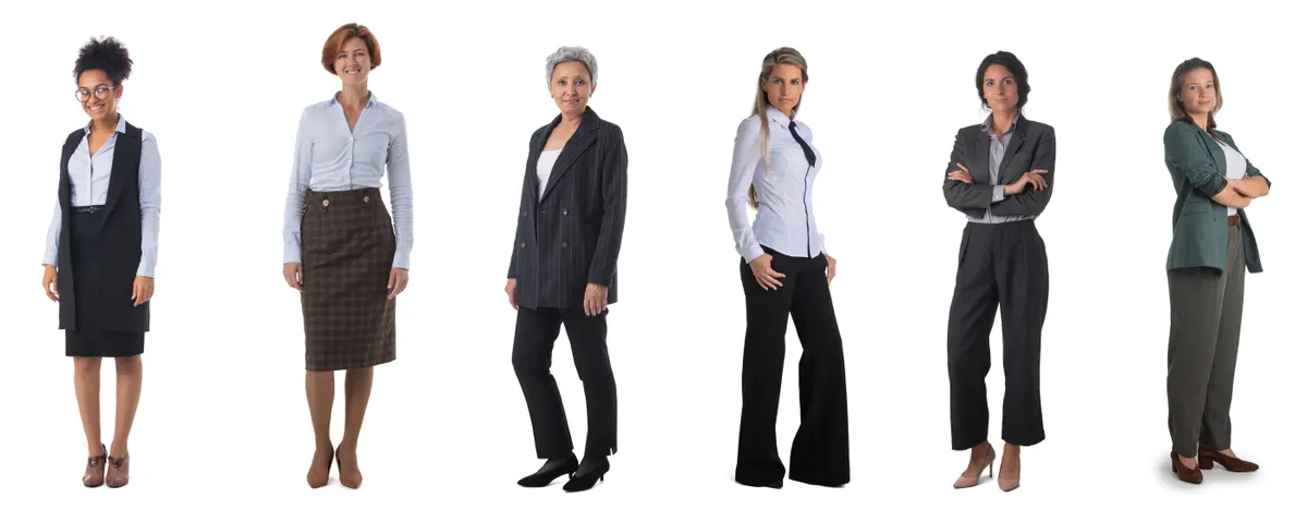 A selection of professional outfits with blazers and tailored separates